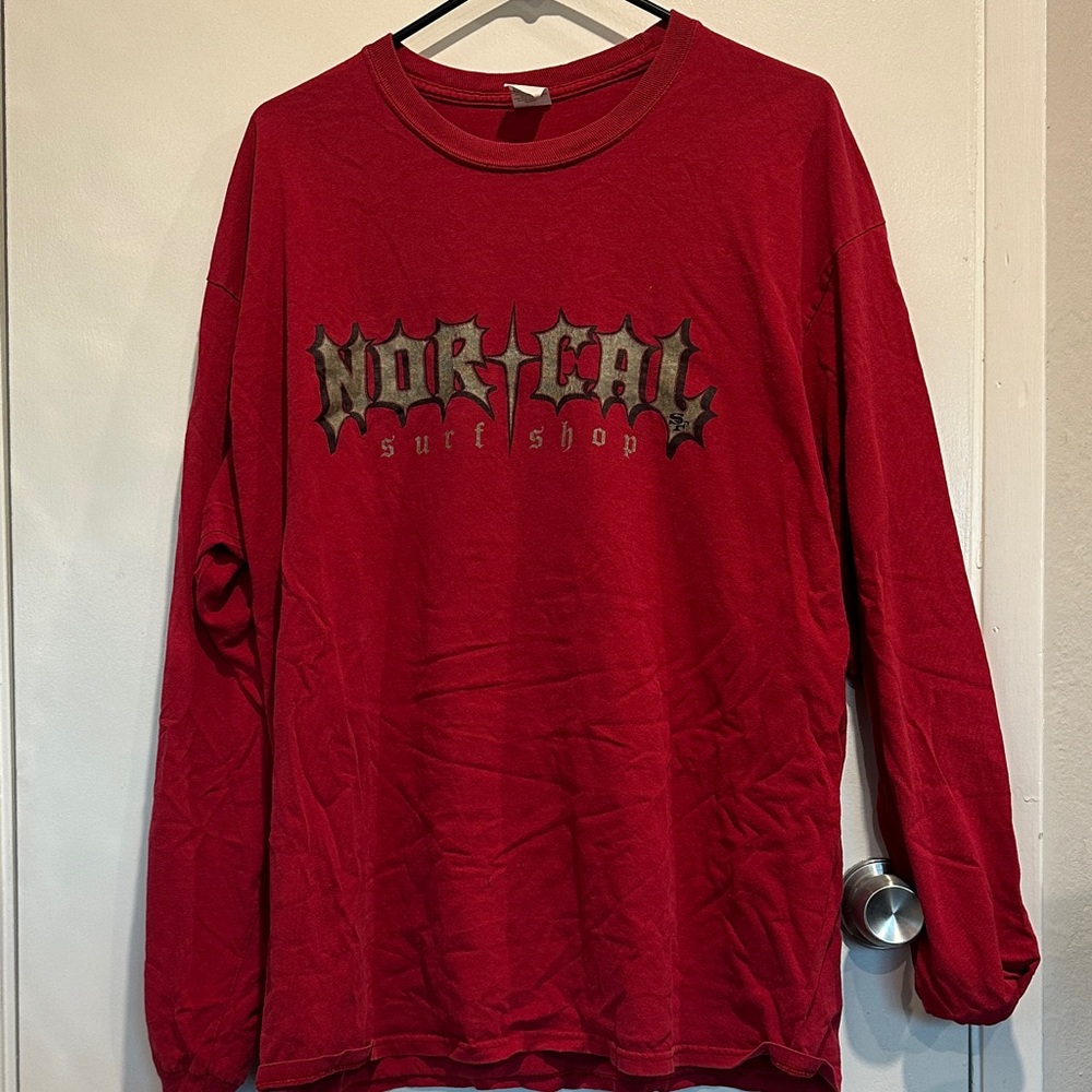 Nor Cal Surf Shop Red Long Sleeve Graphic Tee - Large